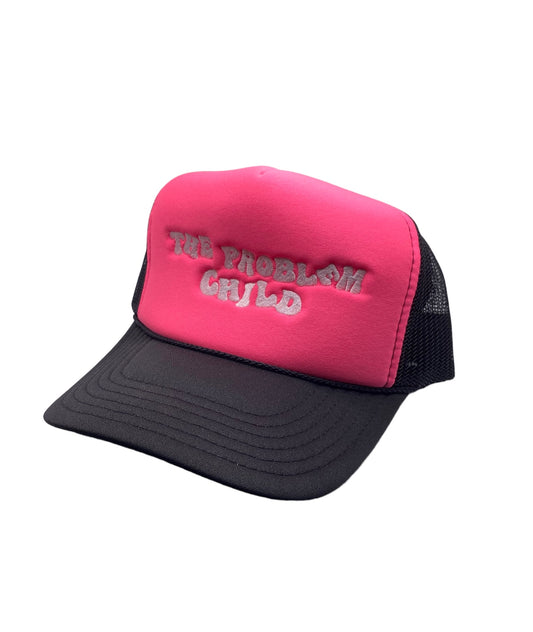 Black and Neon Pink Trucker Hat